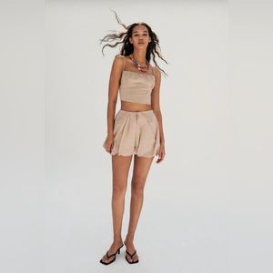 NWT Zara Tan Bubble Mini Skirt Size Medium